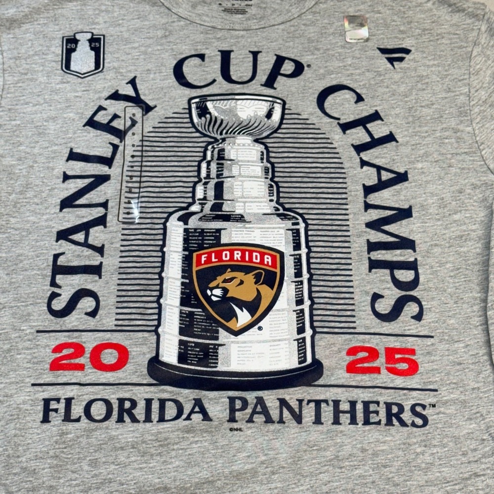 Fanatics Florida Panthers‎ Stanley Cup Champs 2025 T Shirt Gray NHL Hockey S